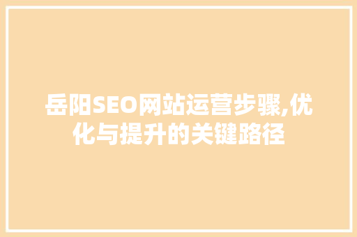 岳阳SEO网站运营步骤,优化与提升的关键路径