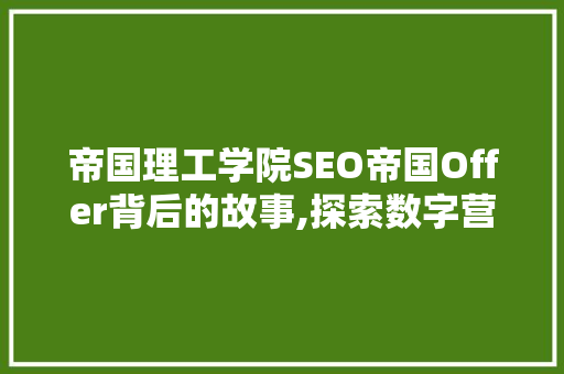 帝国理工学院SEO帝国Offer背后的故事,探索数字营销领域的未来