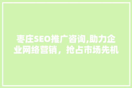 枣庄SEO推广咨询,助力企业网络营销，抢占市场先机