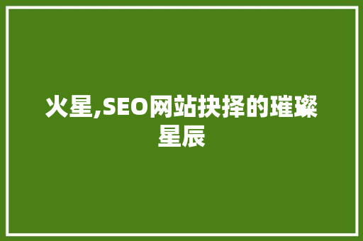 火星,SEO网站抉择的璀璨星辰  第1张