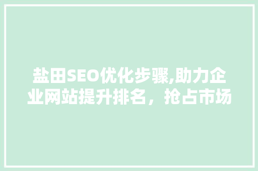 盐田SEO优化步骤,助力企业网站提升排名，抢占市场先机