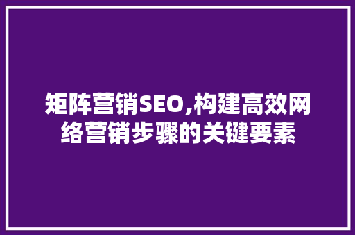 矩阵营销SEO,构建高效网络营销步骤的关键要素