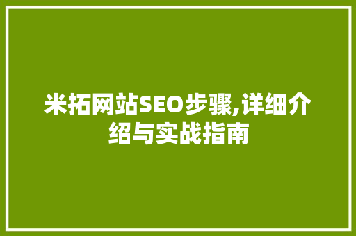 米拓网站SEO步骤,详细介绍与实战指南