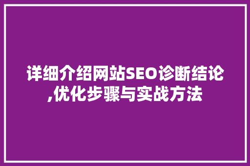 详细介绍网站SEO诊断结论,优化步骤与实战方法  第1张