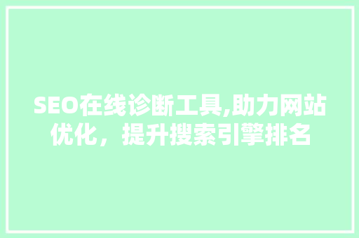 SEO在线诊断工具,助力网站优化，提升搜索引擎排名  第1张