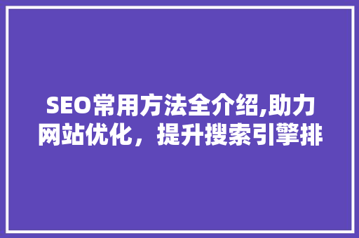 SEO常用方法全介绍,助力网站优化，提升搜索引擎排名  第1张