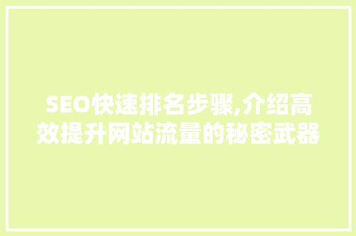 SEO快速排名步骤,介绍高效提升网站流量的秘密武器