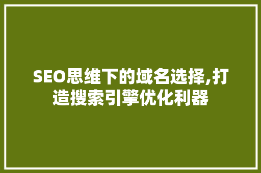 SEO思维下的域名选择,打造搜索引擎优化利器  第1张
