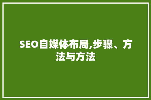 SEO自媒体布局,步骤、方法与方法