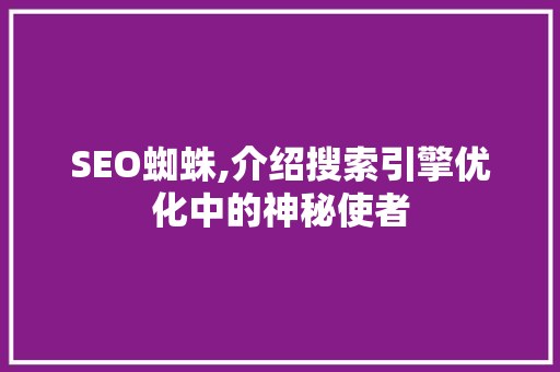SEO蜘蛛,介绍搜索引擎优化中的神秘使者