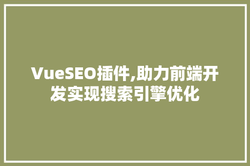 VueSEO插件,助力前端开发实现搜索引擎优化