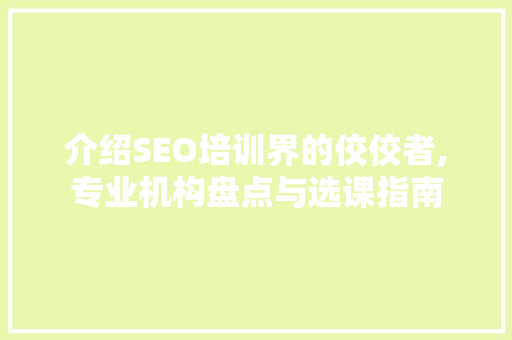 介绍SEO培训界的佼佼者,专业机构盘点与选课指南