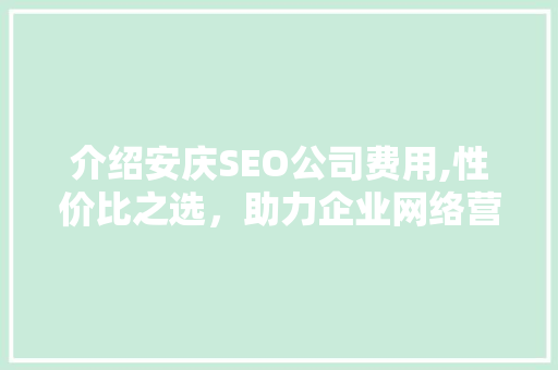 介绍安庆SEO公司费用,性价比之选，助力企业网络营销腾飞