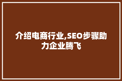 介绍电商行业,SEO步骤助力企业腾飞