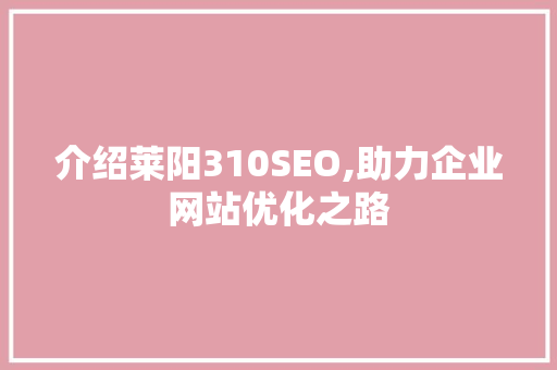 介绍莱阳310SEO,助力企业网站优化之路  第1张