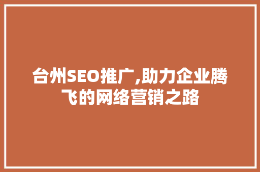台州SEO推广,助力企业腾飞的网络营销之路