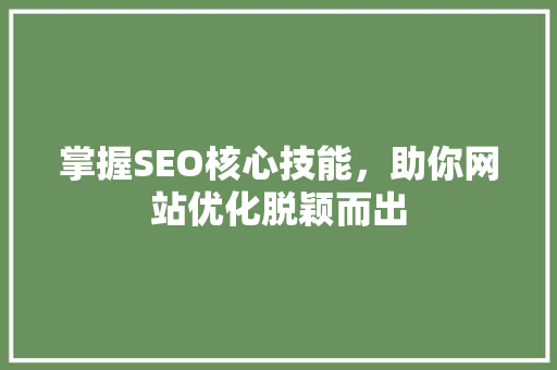 掌握SEO核心技能，助你网站优化脱颖而出