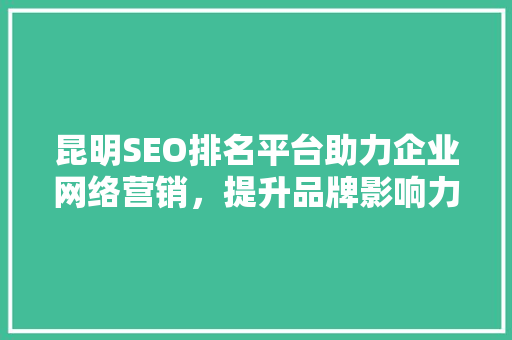 昆明SEO排名平台助力企业网络营销，提升品牌影响力