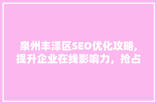 泉州丰泽区SEO优化攻略,提升企业在线影响力，抢占市场先机