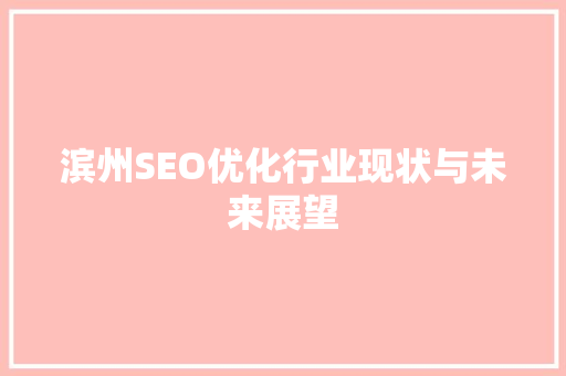 滨州SEO优化行业现状与未来展望  第1张