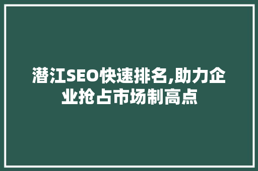 潜江SEO快速排名,助力企业抢占市场制高点