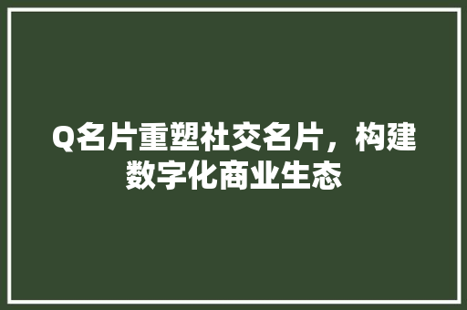 Q名片重塑社交名片，构建数字化商业生态  第1张