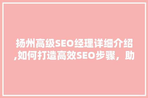 扬州高级SEO经理详细介绍,如何打造高效SEO步骤，助力企业腾飞