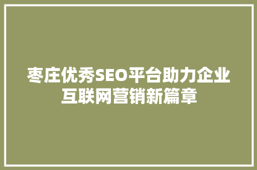 枣庄优秀SEO平台助力企业互联网营销新篇章  第1张