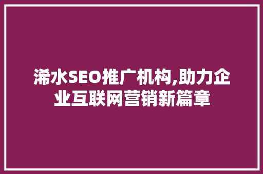 浠水SEO推广机构,助力企业互联网营销新篇章