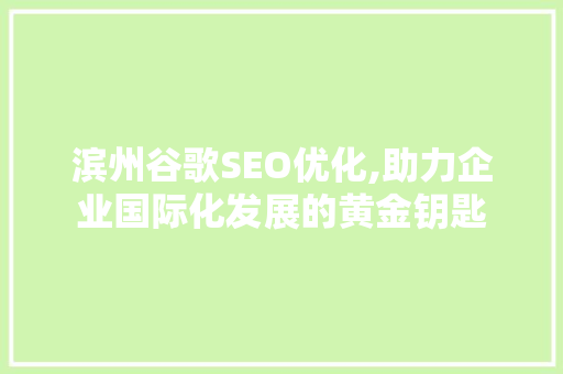 滨州谷歌SEO优化,助力企业国际化发展的黄金钥匙  第1张