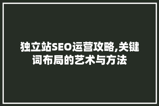 独立站SEO运营攻略,关键词布局的艺术与方法