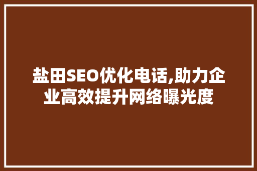 盐田SEO优化电话,助力企业高效提升网络曝光度