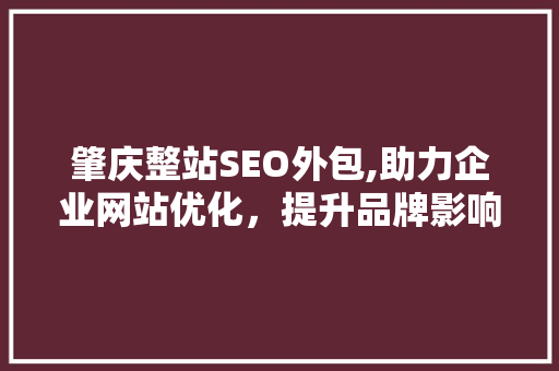 肇庆整站SEO外包,助力企业网站优化，提升品牌影响力