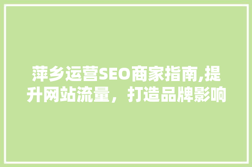 萍乡运营SEO商家指南,提升网站流量，打造品牌影响力