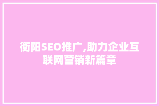 衡阳SEO推广,助力企业互联网营销新篇章  第1张