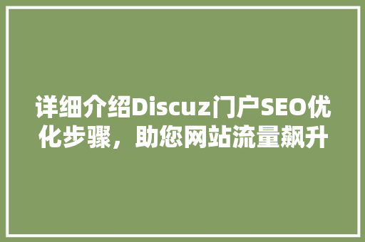 详细介绍Discuz门户SEO优化步骤，助您网站流量飙升！