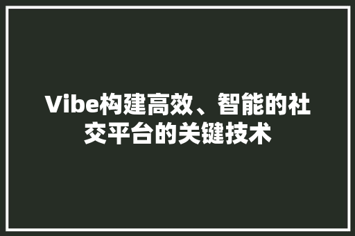 Vibe构建高效、智能的社交平台的关键技术