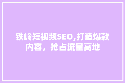 铁岭短视频SEO,打造爆款内容，抢占流量高地