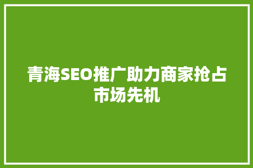 青海SEO推广助力商家抢占市场先机  第1张