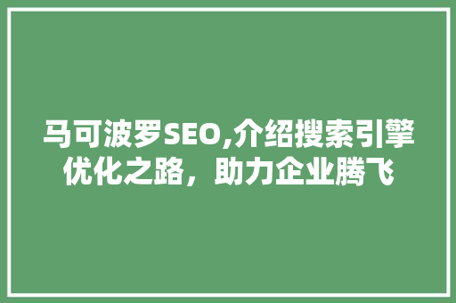 马可波罗SEO,介绍搜索引擎优化之路，助力企业腾飞  第1张