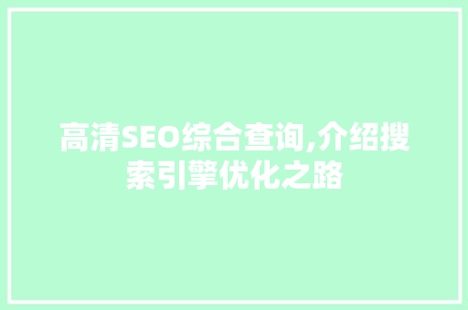 高清SEO综合查询,介绍搜索引擎优化之路