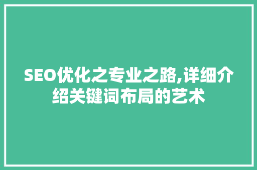 SEO优化之专业之路,详细介绍关键词布局的艺术  第1张