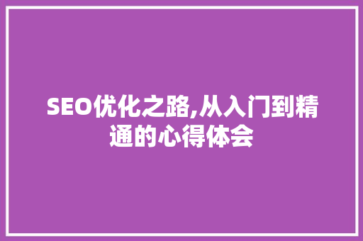 SEO优化之路,从入门到精通的心得体会