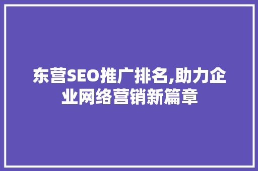 东营SEO推广排名,助力企业网络营销新篇章