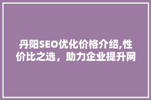 丹阳SEO优化价格介绍,性价比之选，助力企业提升网络竞争力