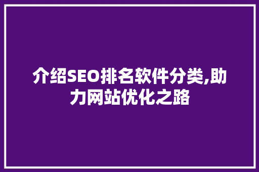 介绍SEO排名软件分类,助力网站优化之路