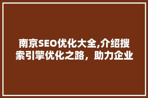 南京SEO优化大全,介绍搜索引擎优化之路，助力企业腾飞