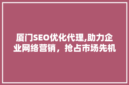 厦门SEO优化代理,助力企业网络营销，抢占市场先机