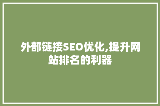 外部链接SEO优化,提升网站排名的利器
