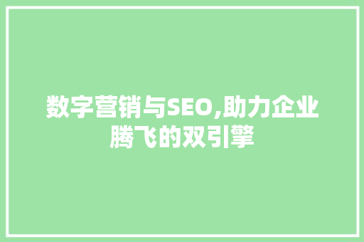 数字营销与SEO,助力企业腾飞的双引擎